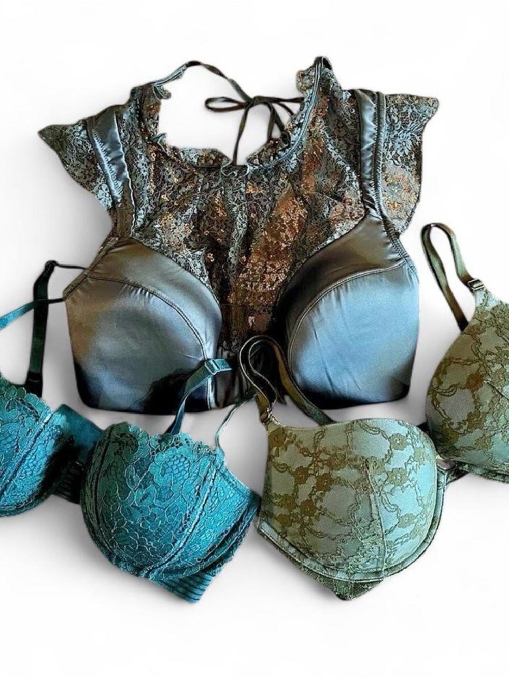 Bundle of Three Victoria’s Secret Bras (green, teal, sage)